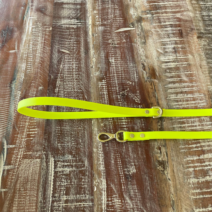 Waterproof Leash (Lightweight) : Neon Yellow + Brass
