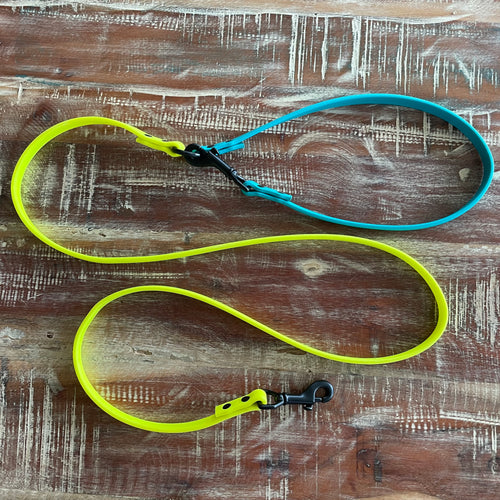 Multi-Way Waterproof Leash: Neon Yellow + Teal + Black