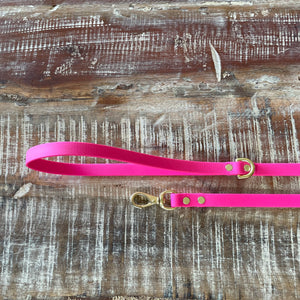 Waterproof Leash (Lightweight) : Neon Pink + Brass