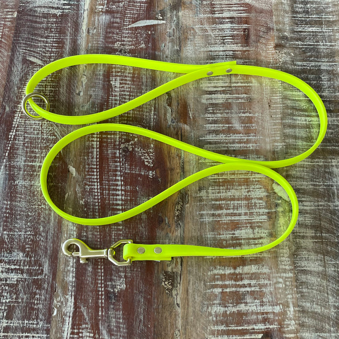 Waterproof Leash : Neon Yellow + Brass